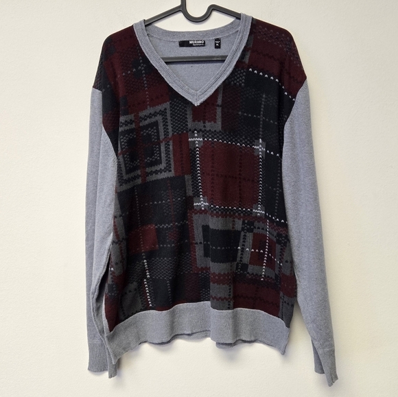 Murano Liquid Luxury Print Sweater Gray Red XL - Picture 5 of 5